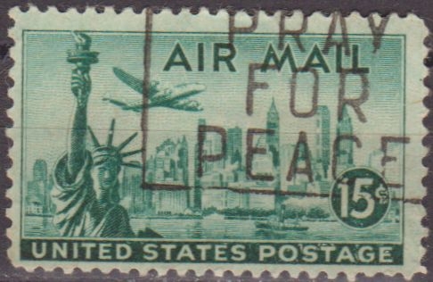 Z VENDIDO USA 1947 Scott C35 Sello Avion sobrevolando Estatua de la Libertad Nueva York usado Estados Unidos Etats Unis 